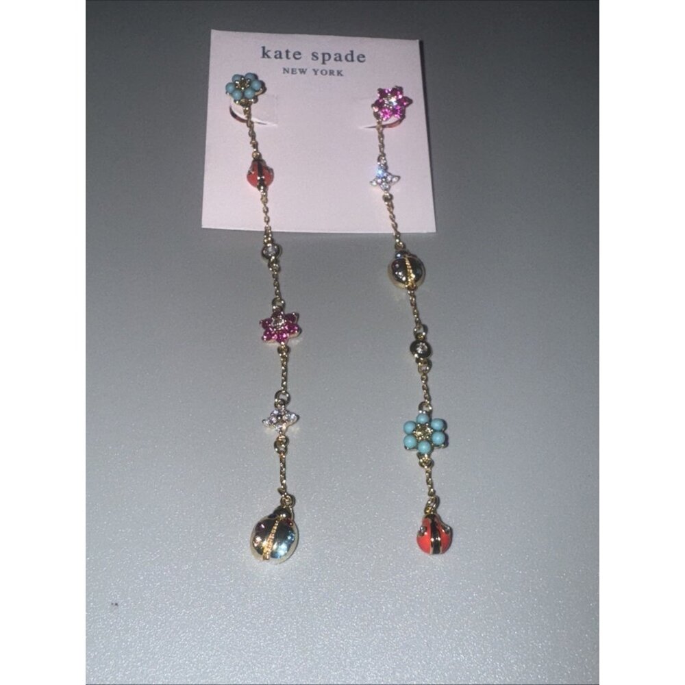 Kate Spade Ladybug Linear Earrings Nature Walk NEW